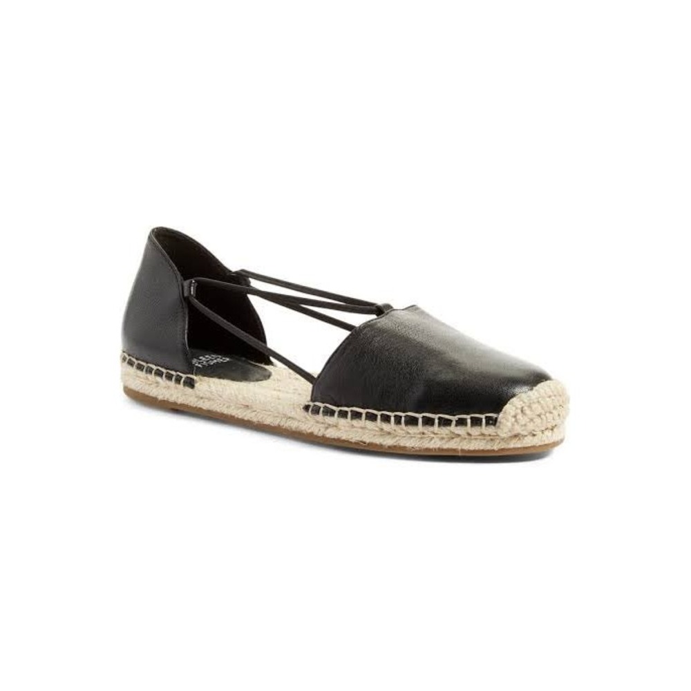 Eileen Fisher Espadrille Flats Women Size 8 Black Excellent Leather Strappy